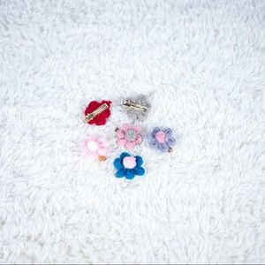 Handmade Knitted Flowers Hair Clips